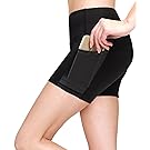 MYoga Women's Yoga Pants Workout Leggings Running Tights w Side Pockets (L, Short_Black)