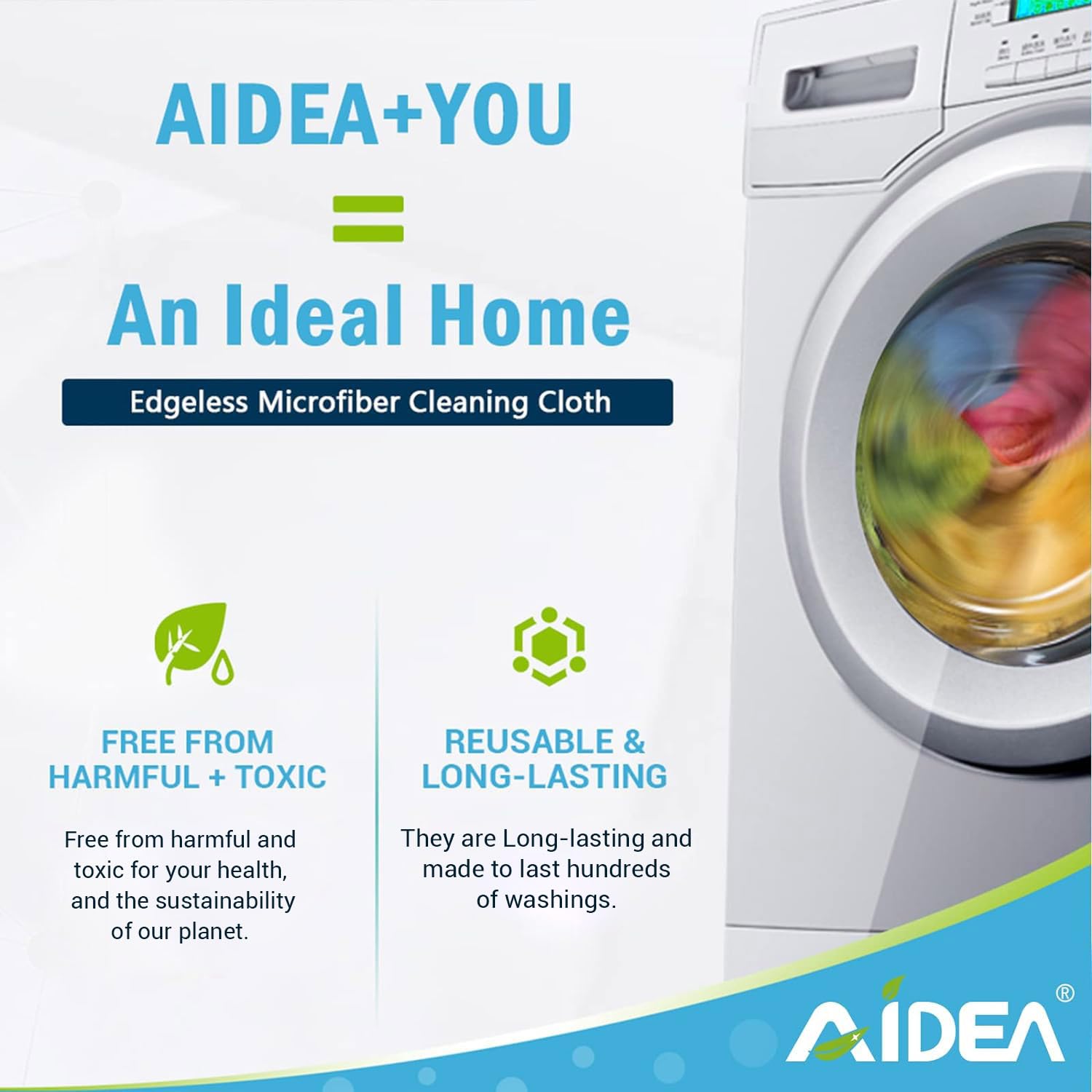 AIDEA Microfiber Cleaning Cloth, 100PK, Soft Absorbent Rags, Microfiber Towels for Cars, Kitchen Towels, Dusting Cloth for Home, Window, Cleaning Supplies, 12