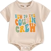 VISGOGO Newborn Baby Girl Boy Romper Cousin Crew Printed Lil Cousin Bodysuit Toddler Big Cousin Summer Shirt Tops
