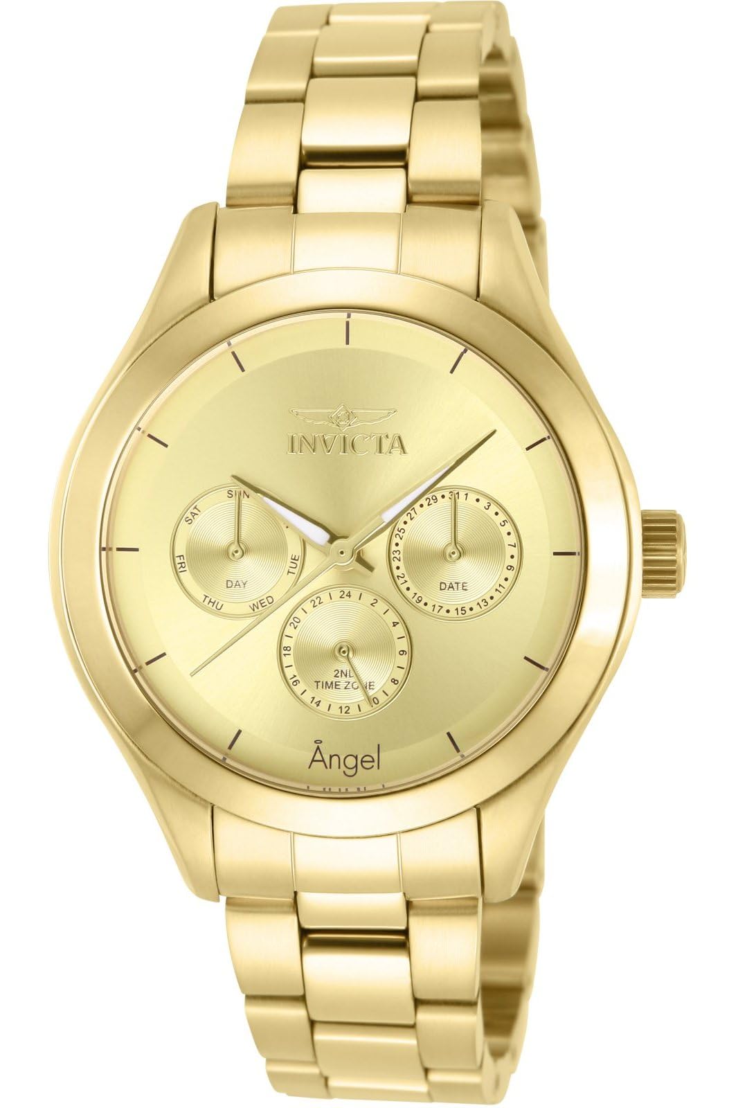 Invicta Angel 12466 Women's Watch - Waterproof - Analogue - Quartz Movement - stainless steel with gold dial - 40mm