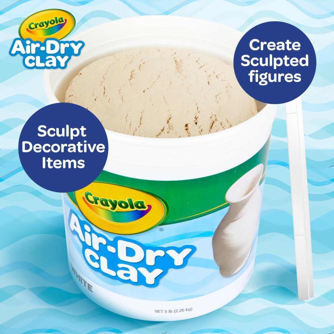 Crayola Air Dry Clay (5lbs), Teacher Supplies, Natural White Modeling Clay for Kids, Sculpting Material, Bulk Craft Supplies for Art Classrooms