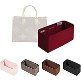 Organizer Insert for Onthego MM, Satin Purse Organizer for Luxury Bag, Lightweight and Soft Purse Dividers for Woman Handbags, Multiple Pockets with Organized Capacity (Ruby, MM)