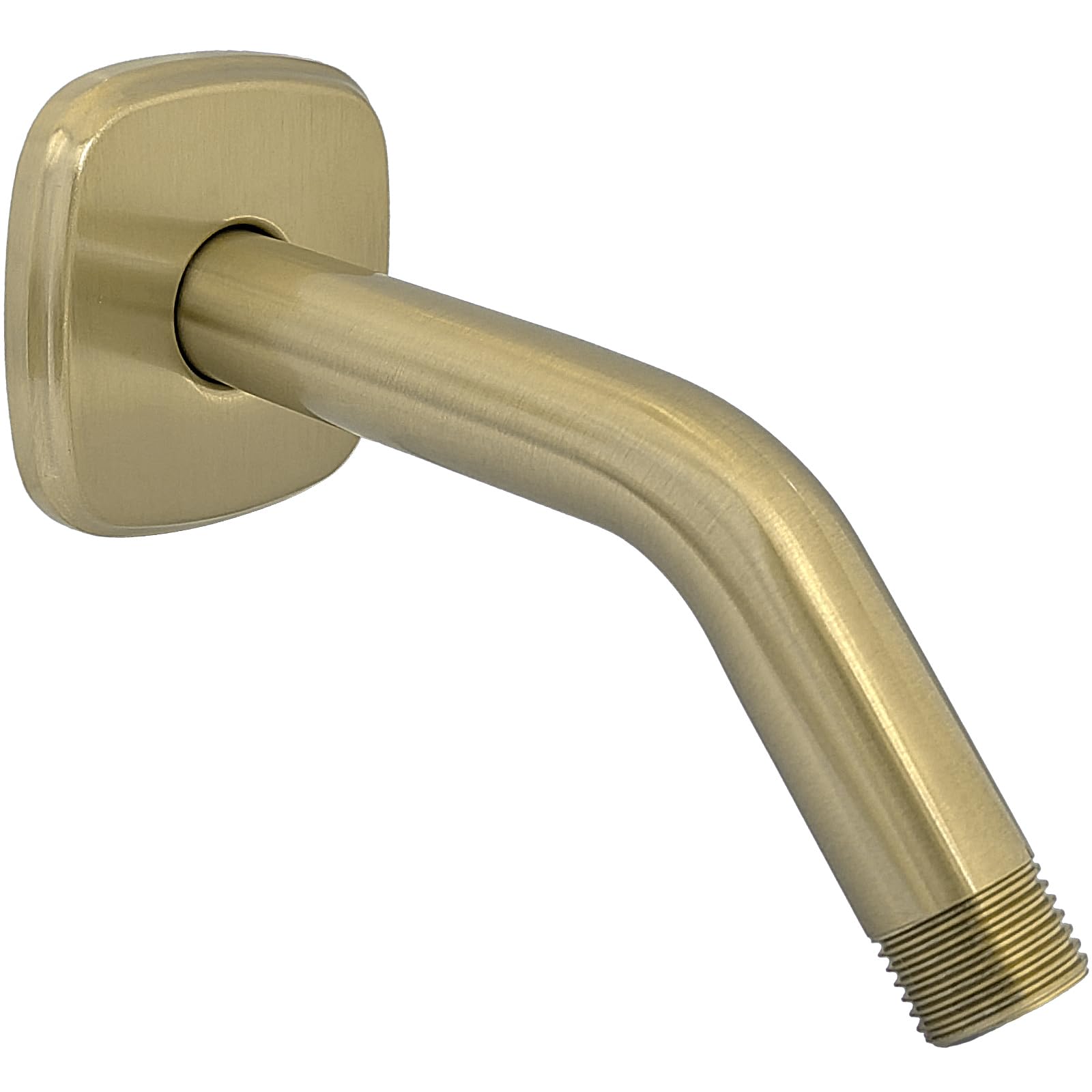 Photo 1 of ******* MISSING WALL PIECE ***** HOMYEP Brushed Gold Angled Shower Arm with Flange Wall Mounted Male NPT 1/2 Inch Gold Extension Arm for Fixed Rainfall and Handheld Shower Head, 6 Inch