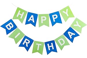 LITAUS, Green Blue Happy Birthday Banner - Pre-Strung, 9 ft, No DIY | Birthday Decorations | Happy Birthday Sign for Birthday Decor, Backdrop | Birthday Banner for Women, Men