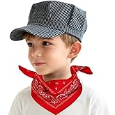 UGKIamous Train Conductor Hat&Paisley Bandanna Engineer Cap Train Conductor Costume Dress Up Kit for choo-themed Birthday Parties,Halloween,Masquerade Balls,Christmas