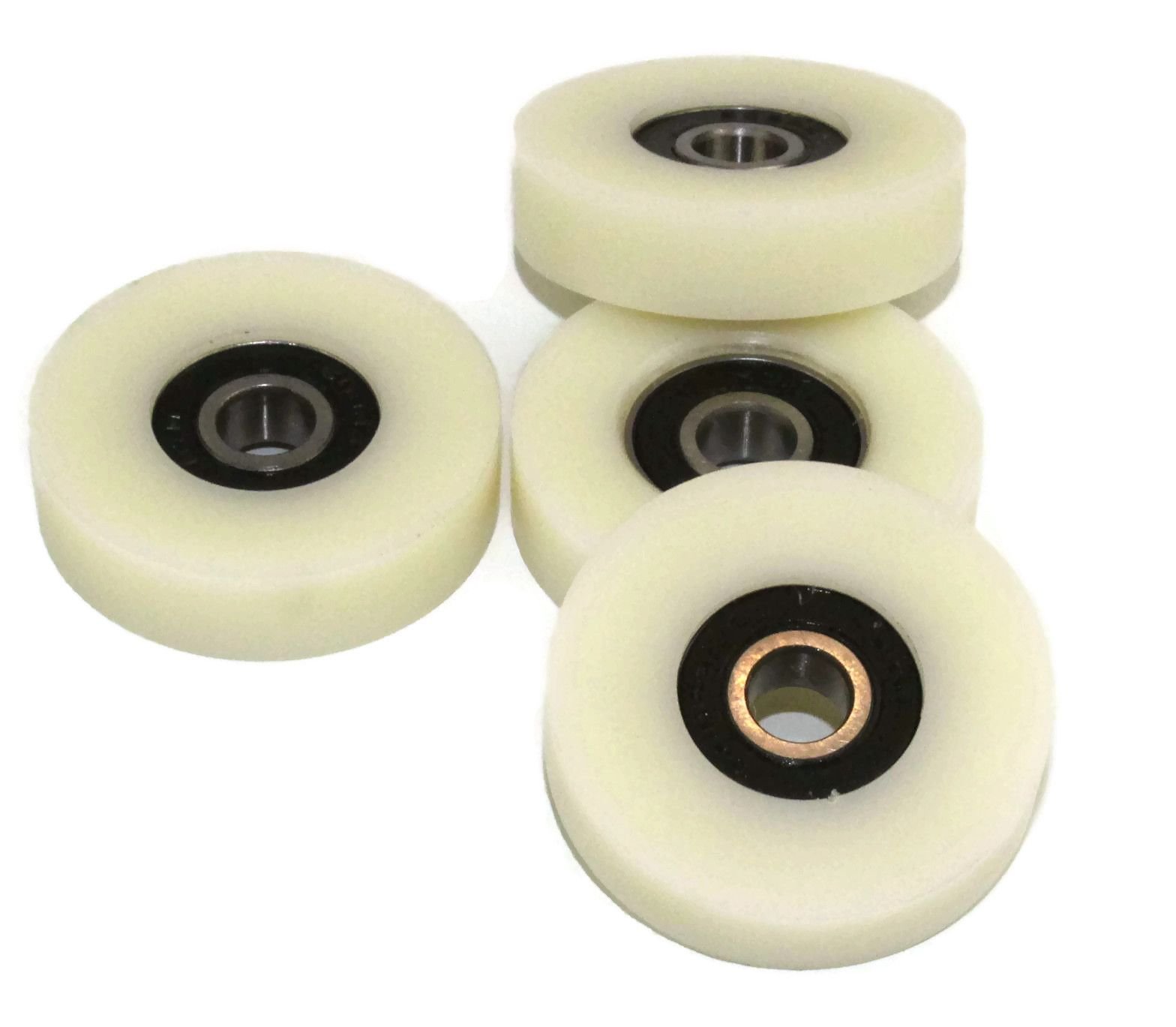 4 Pieces Nylon Polyamide Rollers 40 mm diameter 10 mm wide 8 mm bearing Precisely Machined in the EU(40-10-8)