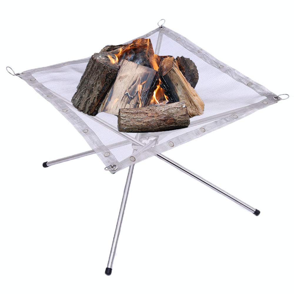 YEASQGS Portable Outdoor Camping Fire Pit Replacement Mesh Foldable Stainless Steel Mesh for Camping Backyard Garden (16.3" Whole Set)