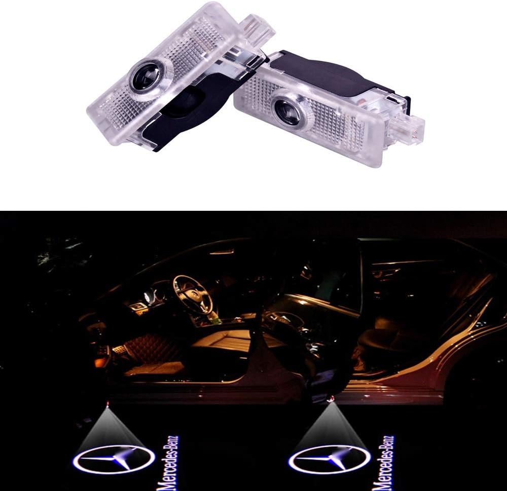 DEFOV Car Shadow Light 3D Logo Door LED CIRCLE Ghost Shadow Light Logo Projector Courtesy Lights Auto Backlight Car Styling Welcome Lamp (Benz CLA benz logo)