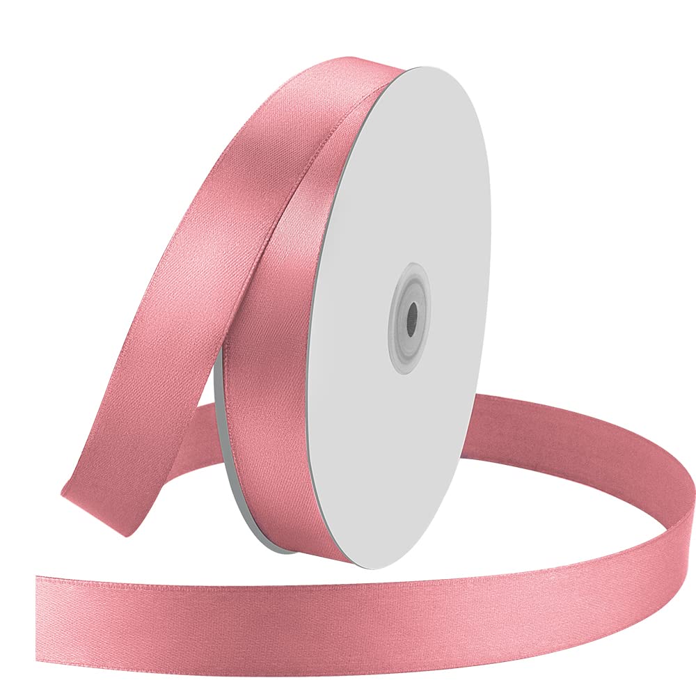 Photo 1 of 1" Wide x 100 Yards Single Face Polyester Satin Ribbon, Satin Ribbon for Crafts, Gift, Hair Bows, Wedding Party Decoration, Bow Making & Other Projects (Pink)