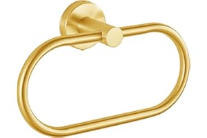 Towel Ring for Bathroom, Gold Towel Bar Hangers Wall Mount, Stainless Steel Hand Towel Holder, Modern Round Towel Hanger by E