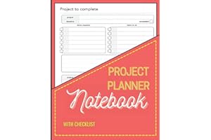 Project Planner Notebook With Checklist: Project Planner Note Pad, Notepad, Undated, Paperback Organizer, For Business, For H