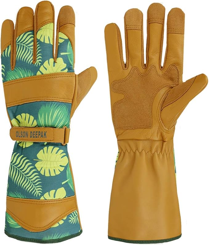 OLSON DEEPAK Womens Gardening Gloves with Grain Leather for Yard Work