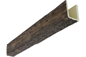 EKENA MILLWORK Heritage Timber Salvaged Timber Faux Wood Beam, 3-Sided (U-Beam), 9 1/2"W x 9 1/2"H x 72"L, Kona Brown Finish