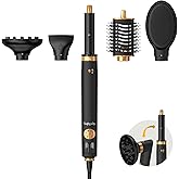 SUPGALIY 5 in 1 Air Styler, 110,000 RPM High-Speed Powerful Hair Dryer Brush & Multi-Styler with Auto-Wrap Curler, Cushion Massager Brush, Oval Brush, Diffuser, Nozzle Attachment, Black