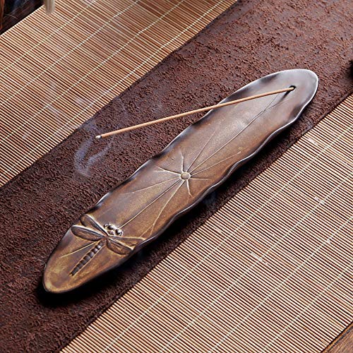 Aship Incense Burner Stick Holder Ceramic Incense Ash Catcher Handmade Leaf Dragonfly