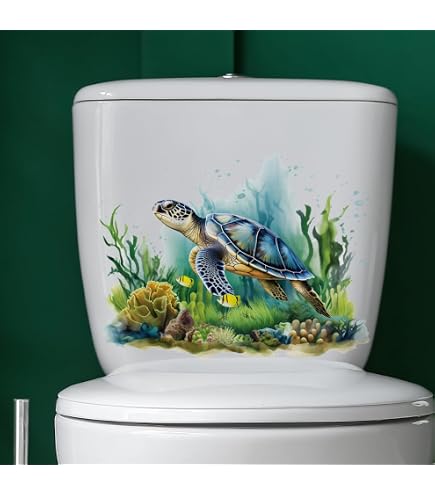 Autocollant 3D étanche Pour Abattant De Toilettes - Motif Océan, Poissons, Tortue - Déco Salle De Bain - 8