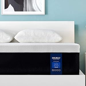 Queen Size Mattress, 10 Inch Molblly Premium Cooling-Gel Memory Foam Mattress Bed in a Box, Cool Queen Bed Supportive & Pressure Relief with Breathable Soft Fabric Cover, Medium Firm