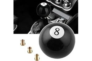 RYANSTAR RACING Shift Knob Black 8 Ball Acrylic Gear Shift Knob with 3 Adapters Universal Fit Compatible with Manual Car M8*1