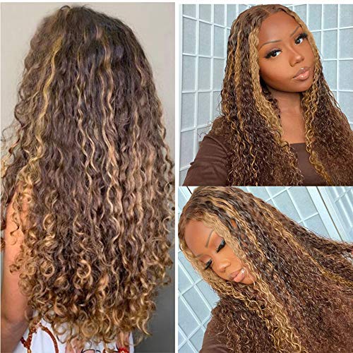 Ombre Brown Human Hair Lace Front Wigs for Black Women Blonde Highlights Curly Human Hair Wig Brazilian Virgin Hair Deep Wave Glueless Lace Wig Pre Plucked Hairline 20″ 150% Density Ombre Brown Human Hair Lace Front Wigs for Black Women Blonde Highlights Curly Human Hair Wig Brazilian Virgin Hair Deep Wave Glueless Lace Wig Pre Plucked Hairline 20″ 150% Density
