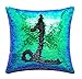 Reversible Sequins Mermaid Pillow Cases 4040cm Multi Green and Black