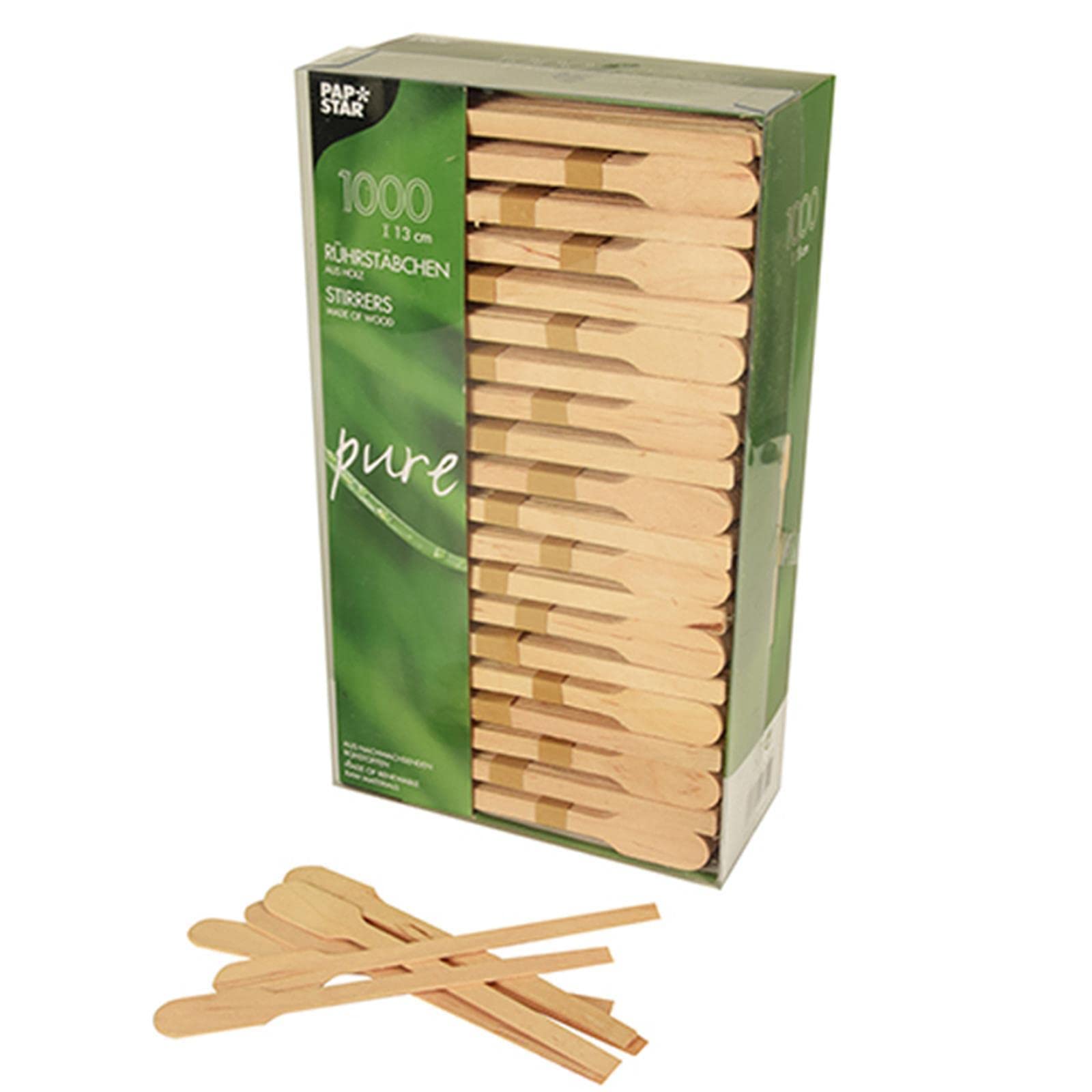 Papstar 16715, 1000 stirring sticks, wood, pure, 13 centimeter