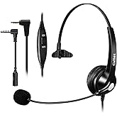 Callez 2.5mm Cordless Phone Headset with Microphone, Telephone Headphone Compatible with Uniden Panasonic VTech AT&T Cisco SPA RCA Dect Cordless Landline Phones, Noise Cancelling Mic & Volume Controls