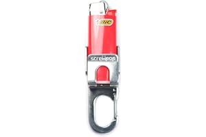 Screwpop Bic Standard Full-Size Lighter Holder Keychain Multi Tool with Carabiner Clip and Bottle Opener Stainless Steel Construction (Lighter Not Included)