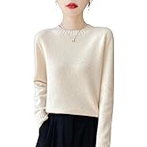 RUCPUW 100% Merino Wool Sweaters for Women's Fall Winter Knitted Thick Pullover Long Sleeves Loose Warm Crew Neck(WQ705)