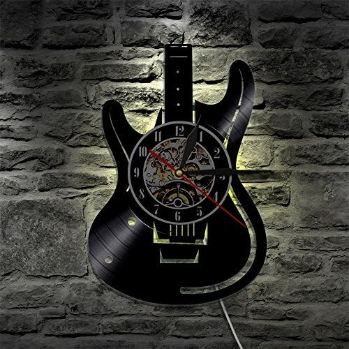 LED Wall Lights, Night Light, Wall Lamp, Musical Guitar Led Vinyl Wall Clock Color Change Decorative Home Vintage Gift Silhouette LP Backlight Remote Controller