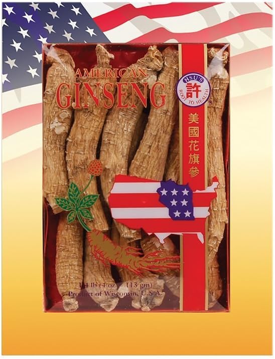 Hsu's Ginseng SKU 101-4 | Long Large | Cultivated American Ginseng from Marathon County, Wisconsin USA | 许氏花旗参 | 4oz Box, 西洋参, B01MCSVRIP