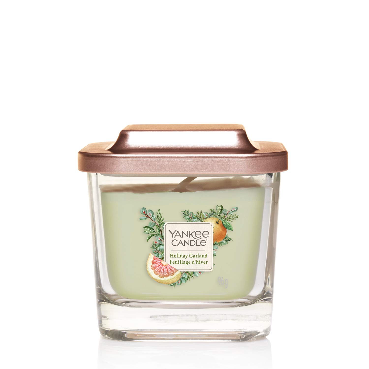 Yankee Candle Elevation Collection Small 1-Wick Square Scented Candle with Platform Lid, Holiday Garland