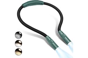 LUXJET Led Neck Reading Light Book Lights for Reading in Bed 360° Flexible Arms 3 Color Modes Multiple Brightness Rechargeable Long Lasting Perfect for Knitting, Repairing, Travelling, Camping (Dark Green)