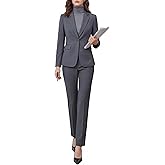 QRNPV Women's 2 Piece Pants Suit - Wrinkle-Free Business Casual Blazer Set - Professional Work Office Outfit