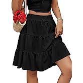 MSLG Women's High Elastic Waist Mini Skirt Casual Summer Trendy Tie Front Flowy Ruffle Floral Print A line Skirts 685