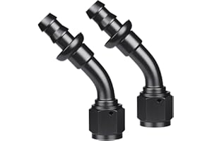 VehiMata 8AN 45 Degree Push Lock Fuel Hose Fitting End Adapter Aluminum Black 2PCS