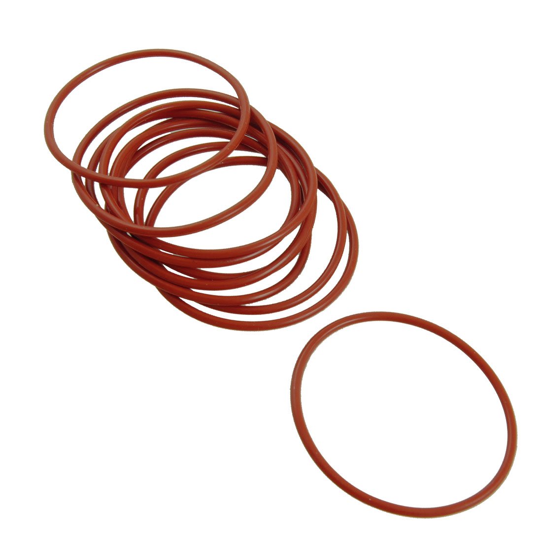 Sourcingmap 10 Pcs 55mm OD 2.5mm Thickness Red Silicone O Ring Oil Seals