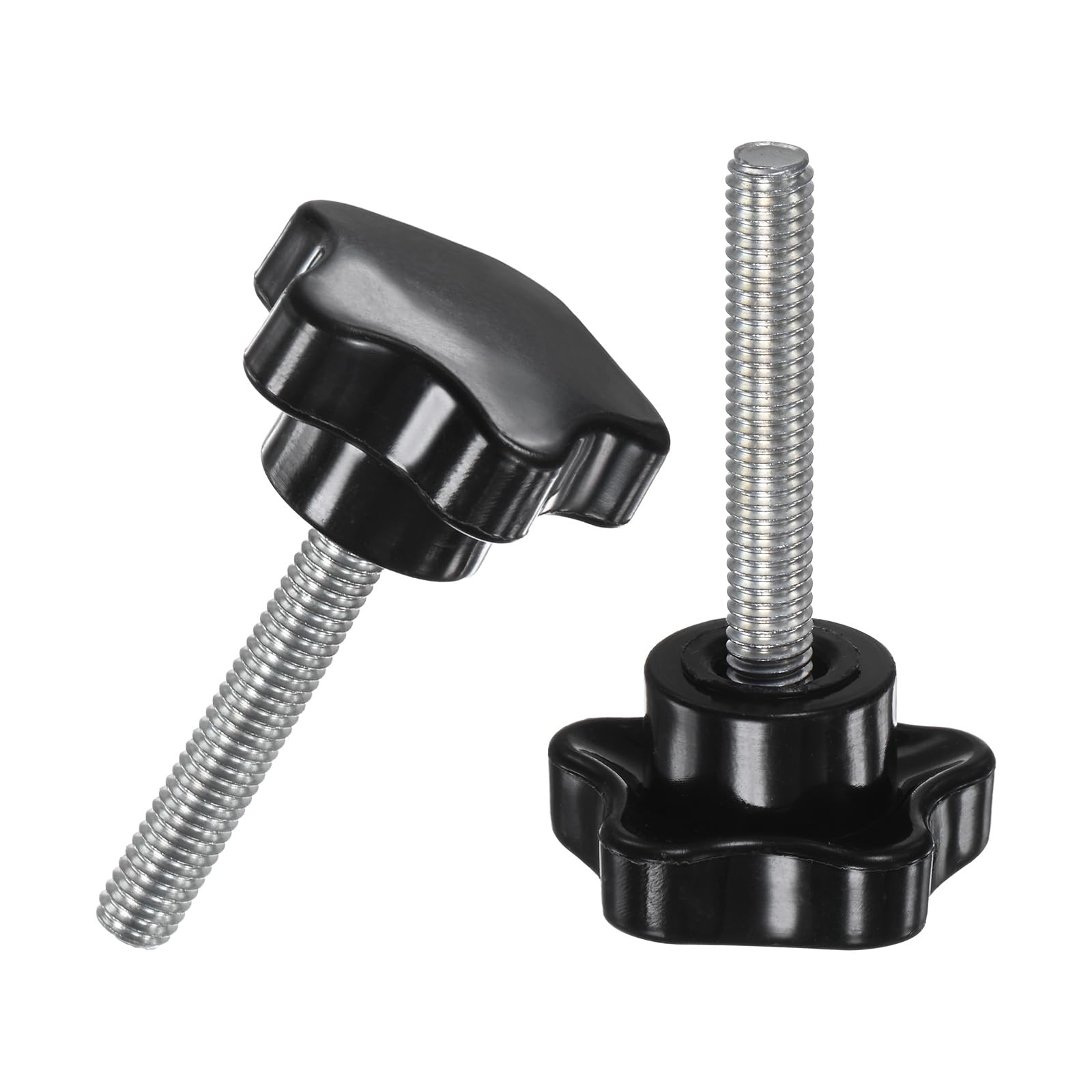M METERXITY 2-Pack Star Clamping Knobs, M6x35mm Male Thread Hand Tightening Screw for Machinery/Electronic/Furniture/Umbrella Base, Machine Handle Replacement [31mm, Black]