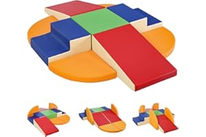 TODIBY 9-Piece Climbing Foam Blocks: Soft PU Leather - Baby Climb and Crawl Activity Blocks - Kids Play Gym Equipment Indoor for Development