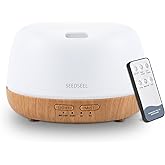 SEEDSEEL 300ML Essential Oil Diffuser with 7-Color LED Lights and Remote Control, Modern Minimalist Design, High-Efficiency Ultrasonic Mist Aromatherapy Diffuser for Home