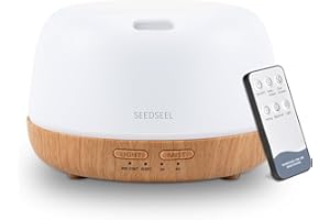 SEEDSEEL 300ML Essential Oil Diffuser with 7-Color LED Lights and Remote Control, Modern Minimalist Design, High-Efficiency Ultrasonic Mist Aromatherapy Diffuser for Home