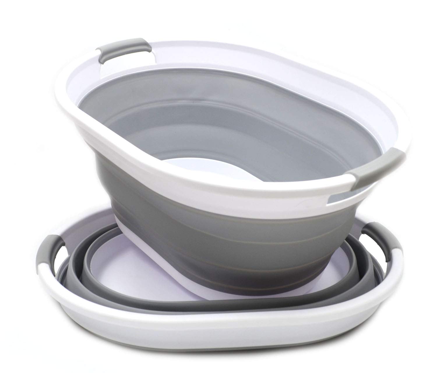 SAMMART Faltbarer Wäschekorb aus Kunststoff - Ovale Wanne/Korb