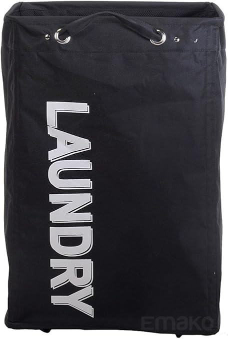 EMAKO Wäschesammler Wäschekorb Laundry 80L, 60x40x33cm (Schwarz