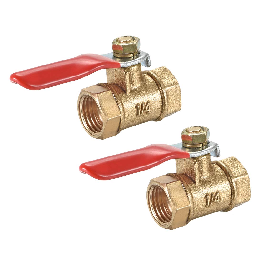 uxcell Brass Air Ball Valve Shut-Off Switch G1/4 Female to Female Pipe Tubing Fitting Coupler 180 Degree Operation Handle 2Pcs