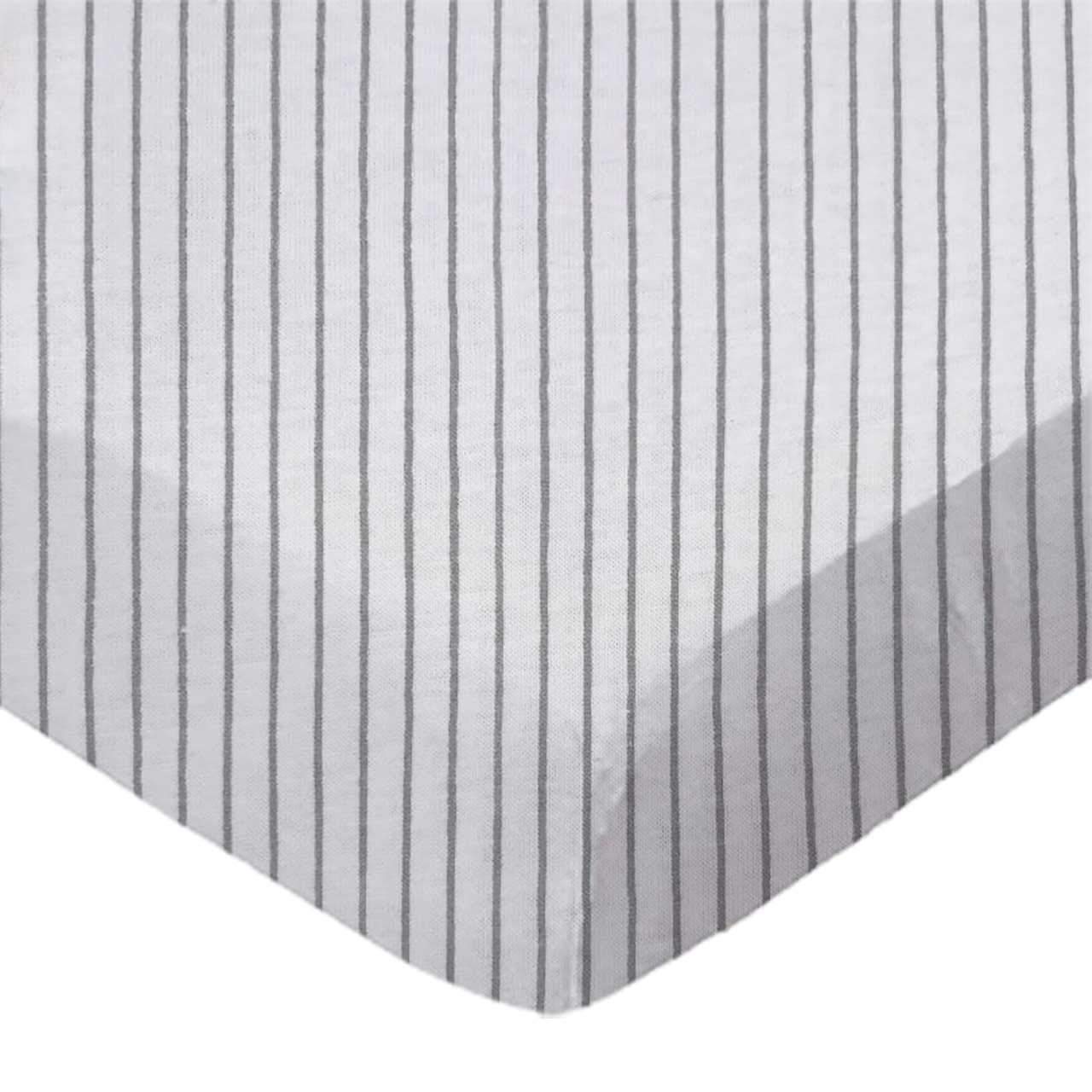 SheetWorld Fitted 100% Cotton Jersey Cradle Sheet 18 x 36, Grey Pinstripe, Made in USA