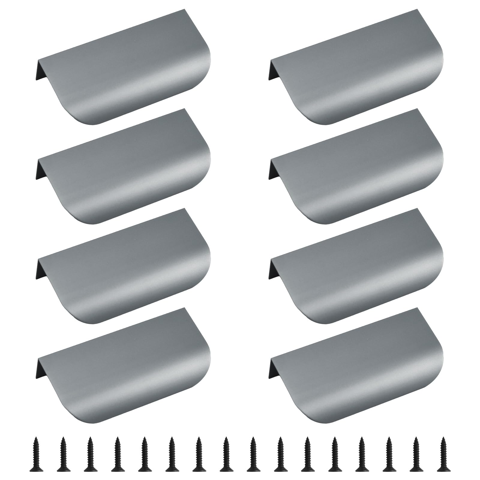 MOROBOR Finger Edge Pull, 8pcs Concealed Handle Modern Style Drawer Pulls, Aluminum Alloy Invisible Handle for Cabinet Hardware Drawer, 80mm/Matte Gray