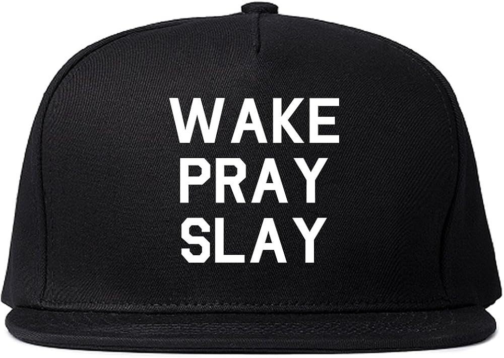 Wake Pray Slay Snapback Hat Cap Black at Amazon Women’s Clothing store