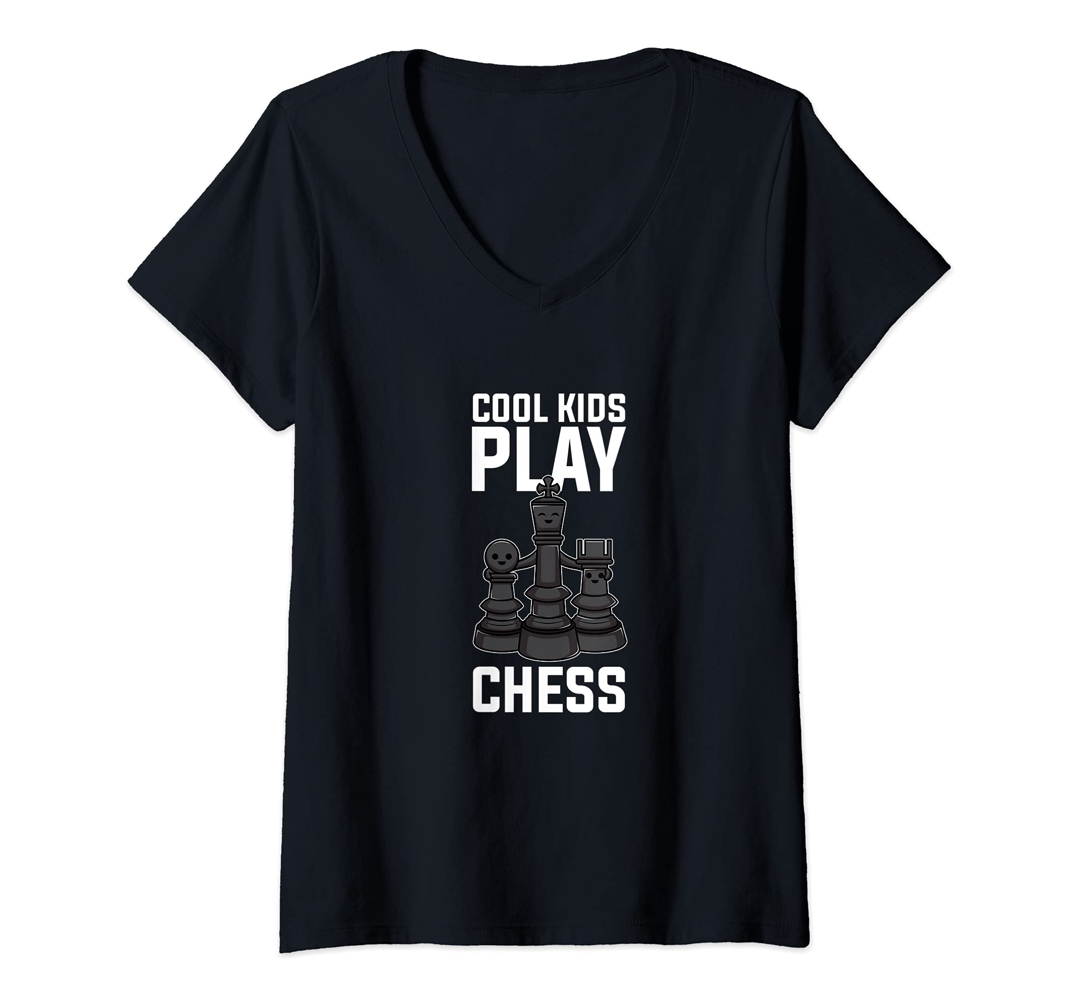 Womens Cool Kids Play Chess Funny Chess Player V-Neck T-Shirt