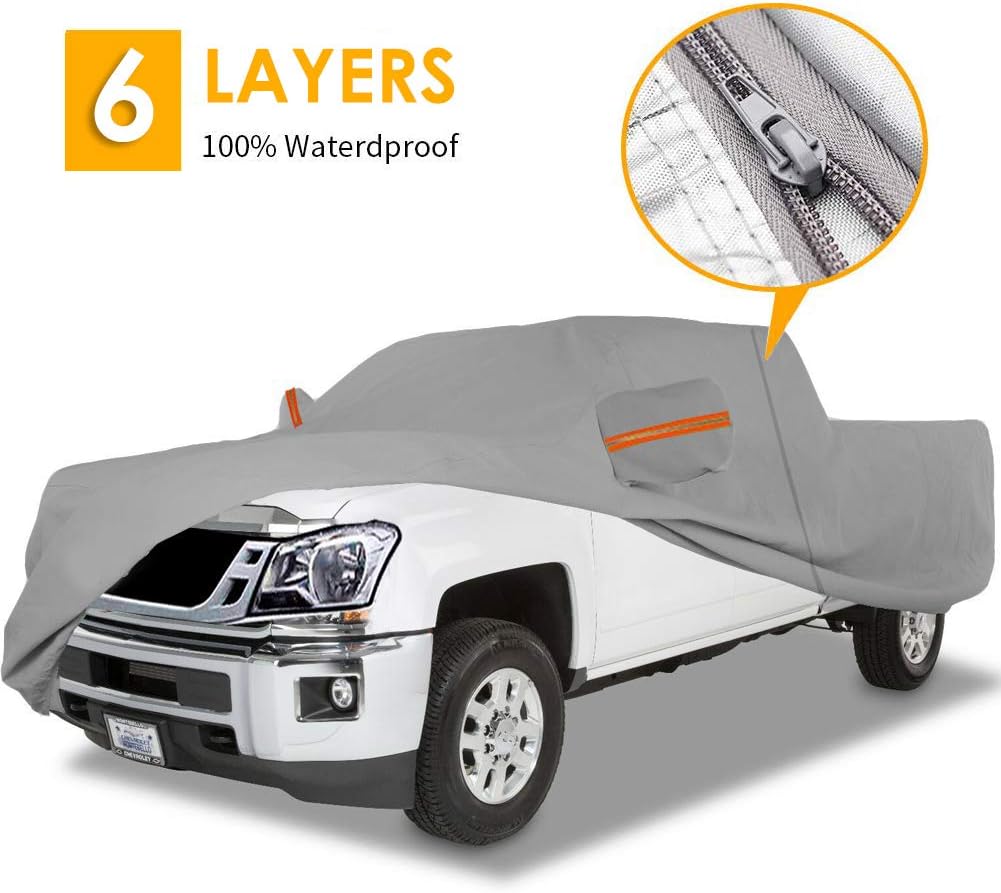 Amazon Com Big Ant Truck Cover All Weather Protection 100 Waterproof Pickup Truck Cover Custom Fit For Full Size Truck With Short Bed Crew Cab Up To 232 L With Driver Door Design Gray