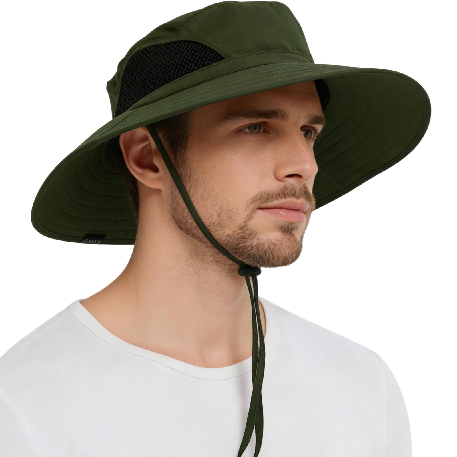 EINSKEY Wide Brim Sun Hat, UPF 50+ UV Protection Waterproof Packable Bucket Hat for Men & Women, Fishing Hiking Beach Garden Army Green