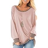 Fallorchid Womens Long Sleeve Tops Crew Neck Tunics Clothes Casual Color Block Sweatshirt